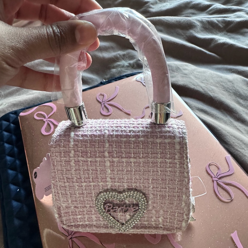 Aldo x BARBIE Pink Tweed Mini Bag with Heart Detail BRAND NEW